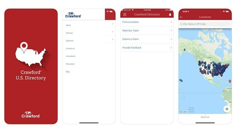 Crawford US directory offered to clients digitally through mobile apps