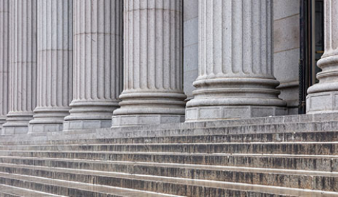 Ornate columns outside a government building