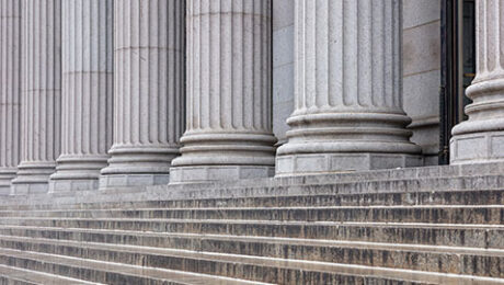 Ornate columns outside a government building