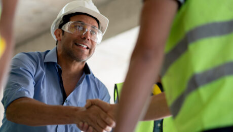 Handshake on a construction site