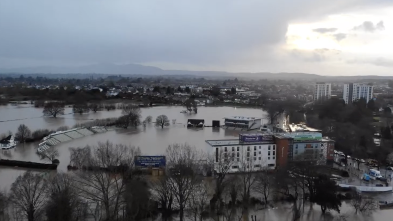 Aftermath of Storms Ciara and Dennis in Worcester City Center